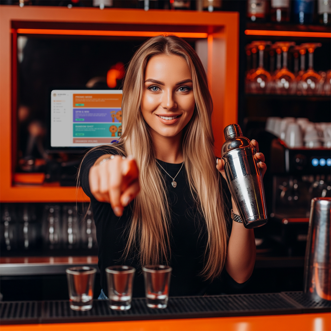 Barvrouw met cocktailshaker